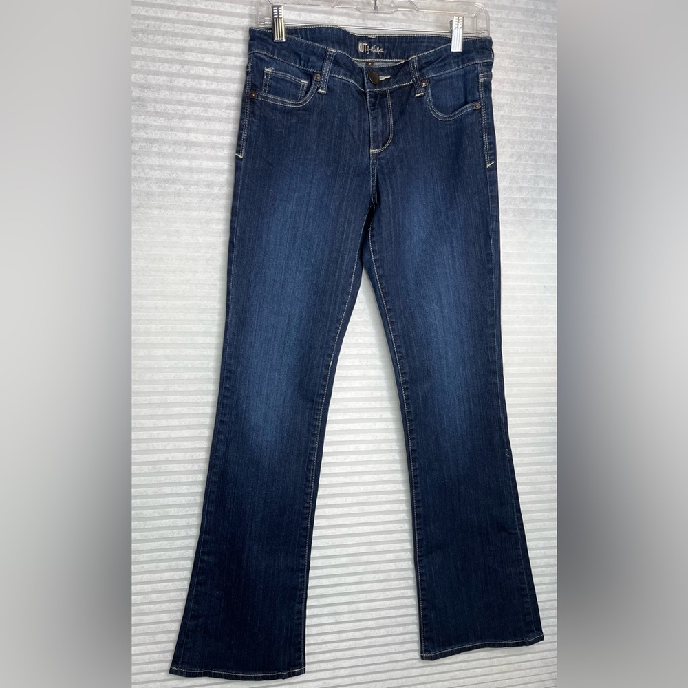 KUT from the Kloth Women Mid Rise Boot Cut Jeans Blue Dark Wash Size
6 Stretch
